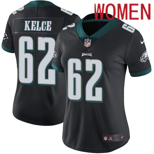 Women Philadelphia Eagles #62 Jason Kelce Nike Black Vapor Limited NFL Jersey->women nfl jersey->Women Jersey